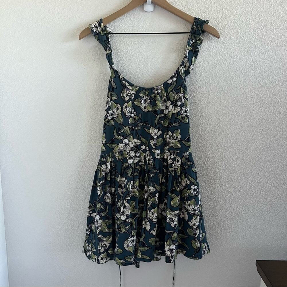 Free People Floral Green Mini Dress Tunic Top XS